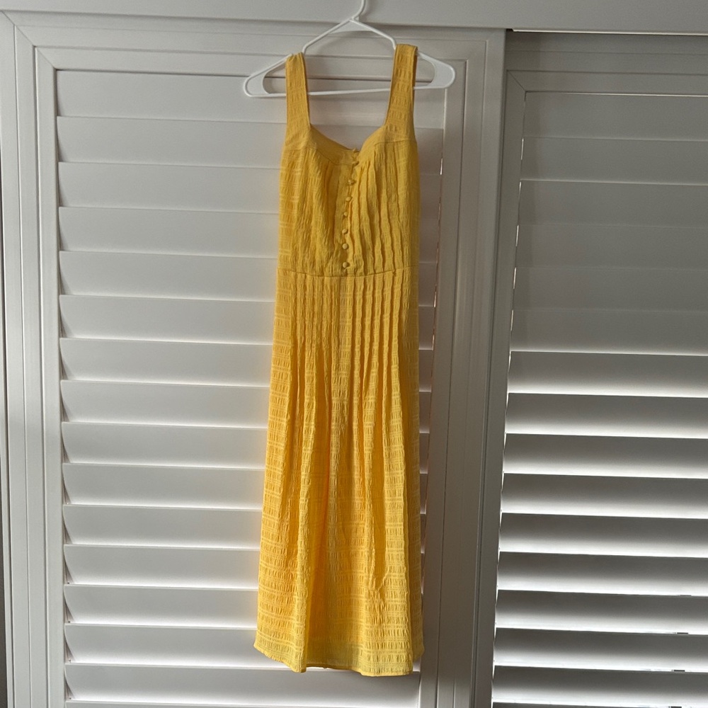 DKNY Yellow Textured Midi Dress